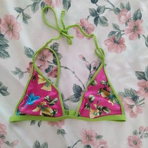 Dolce & Gabbana D&G Floral String Neon Bikini Top